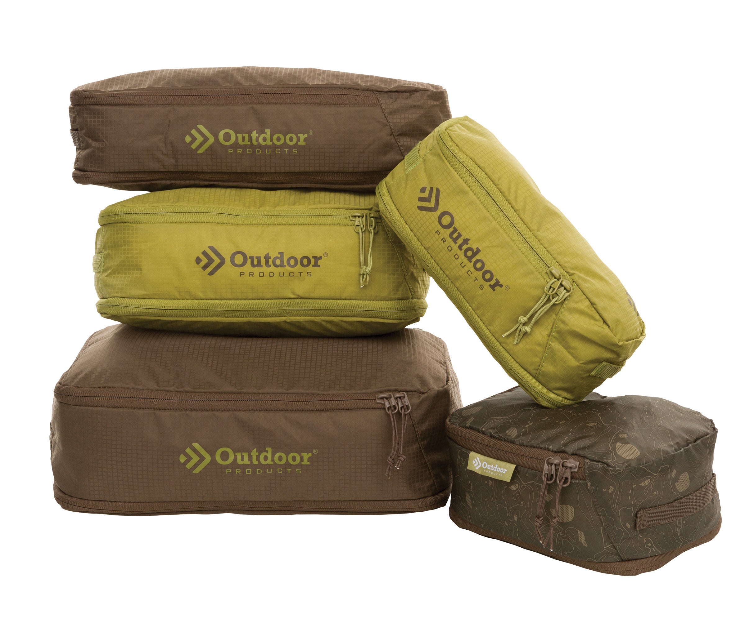 backpack travel cubes Expandable Travel Packing Cube 5-piece Set Topo Map Olive Night