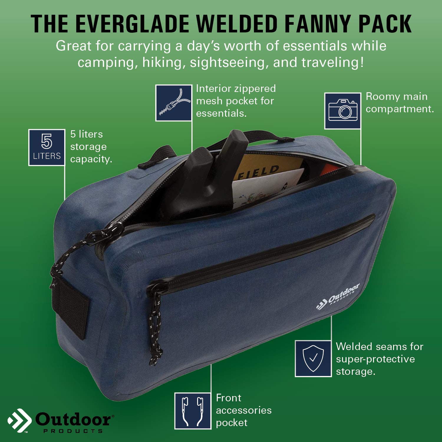 Outdoor Products 5 Liter Everglade Welded Waist Pack - Navy